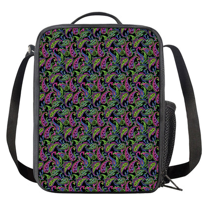 Pink Blue And Green Paisley Print Crossbody Lunch Bag