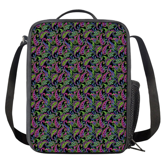Pink Blue And Green Paisley Print Crossbody Lunch Bag