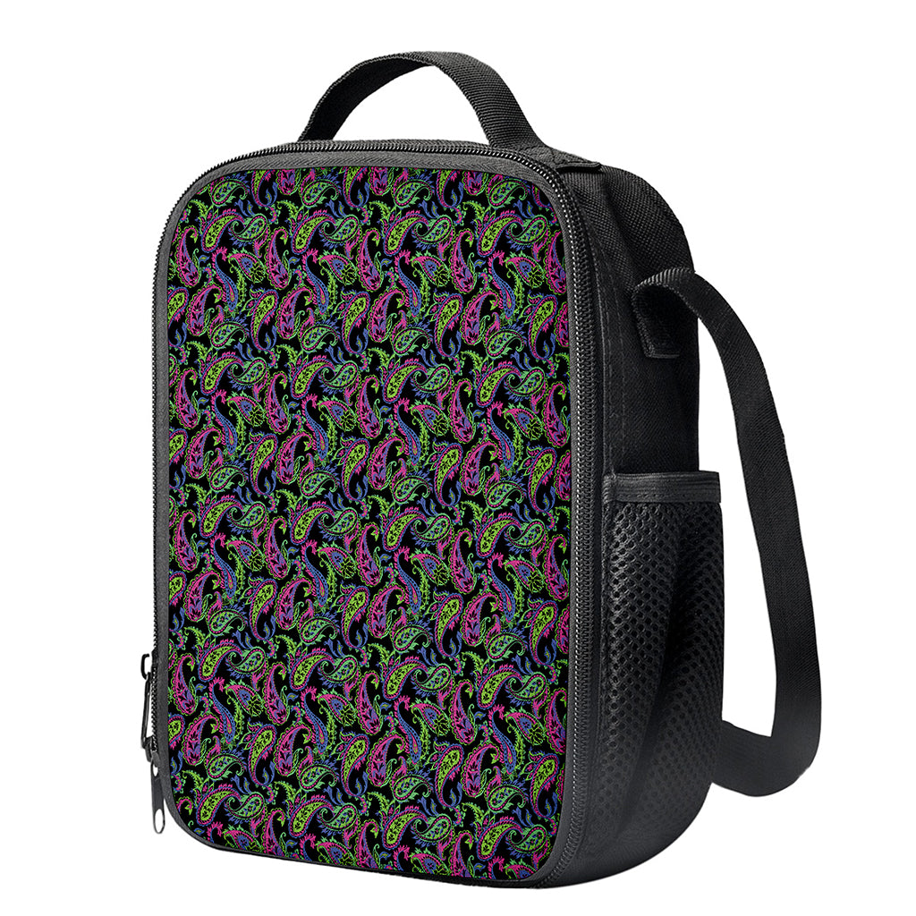 Pink Blue And Green Paisley Print Crossbody Lunch Bag