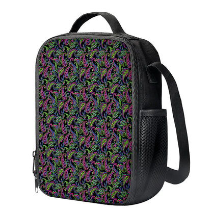 Pink Blue And Green Paisley Print Crossbody Lunch Bag