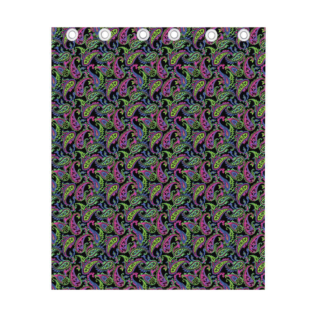 Pink Blue And Green Paisley Print Curtain