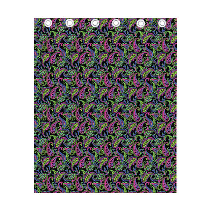 Pink Blue And Green Paisley Print Curtain