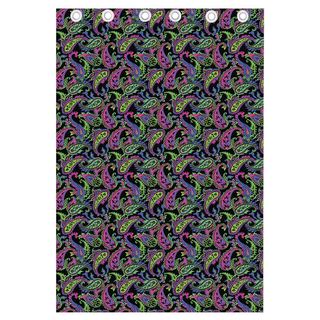 Pink Blue And Green Paisley Print Curtain