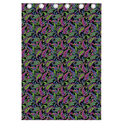 Pink Blue And Green Paisley Print Curtain