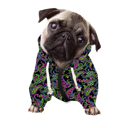 Pink Blue And Green Paisley Print Dog Zip Up Hoodie