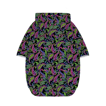 Pink Blue And Green Paisley Print Dog Zip Up Hoodie