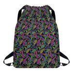 Pink Blue And Green Paisley Print Drawstring Backpack