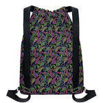 Pink Blue And Green Paisley Print Drawstring Backpack