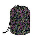 Pink Blue And Green Paisley Print Drawstring Makeup Bag