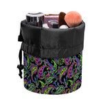 Pink Blue And Green Paisley Print Drawstring Makeup Bag