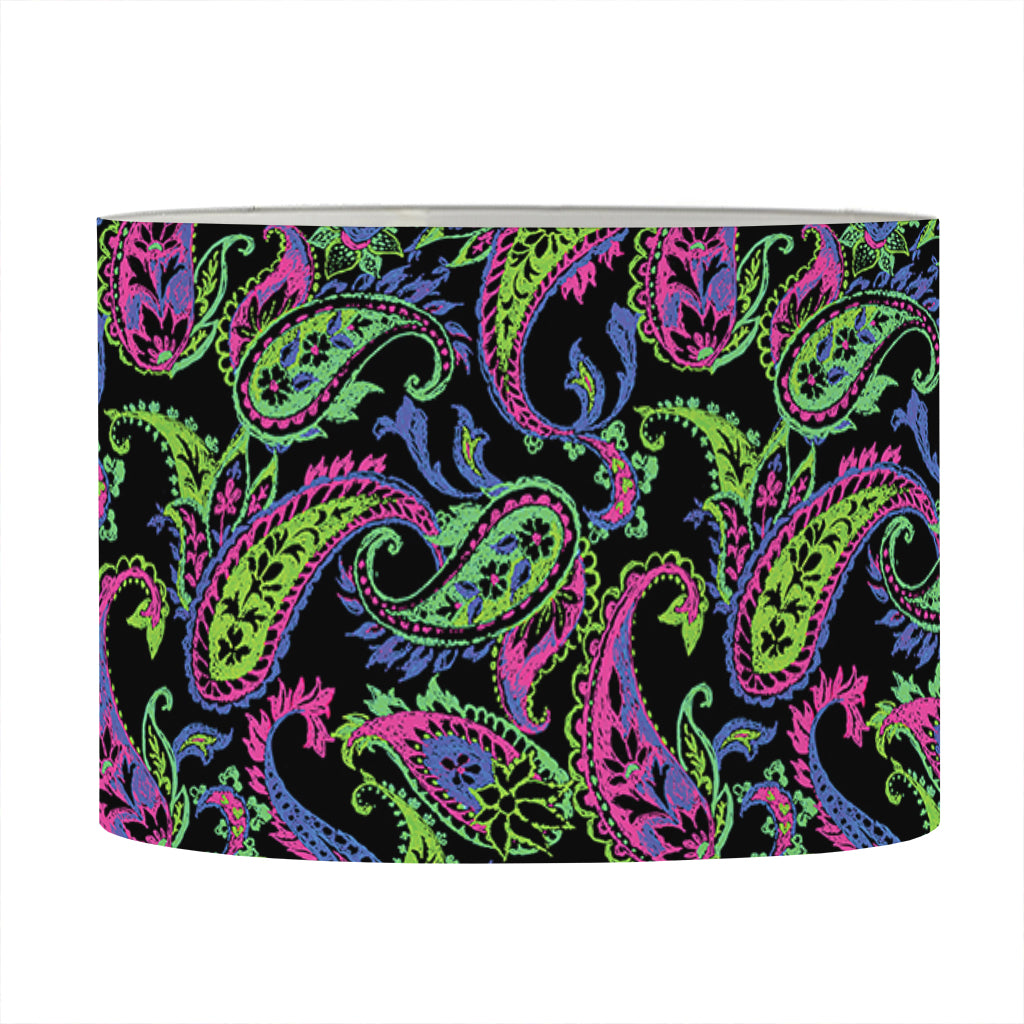 Pink Blue And Green Paisley Print Drum Lamp Shade