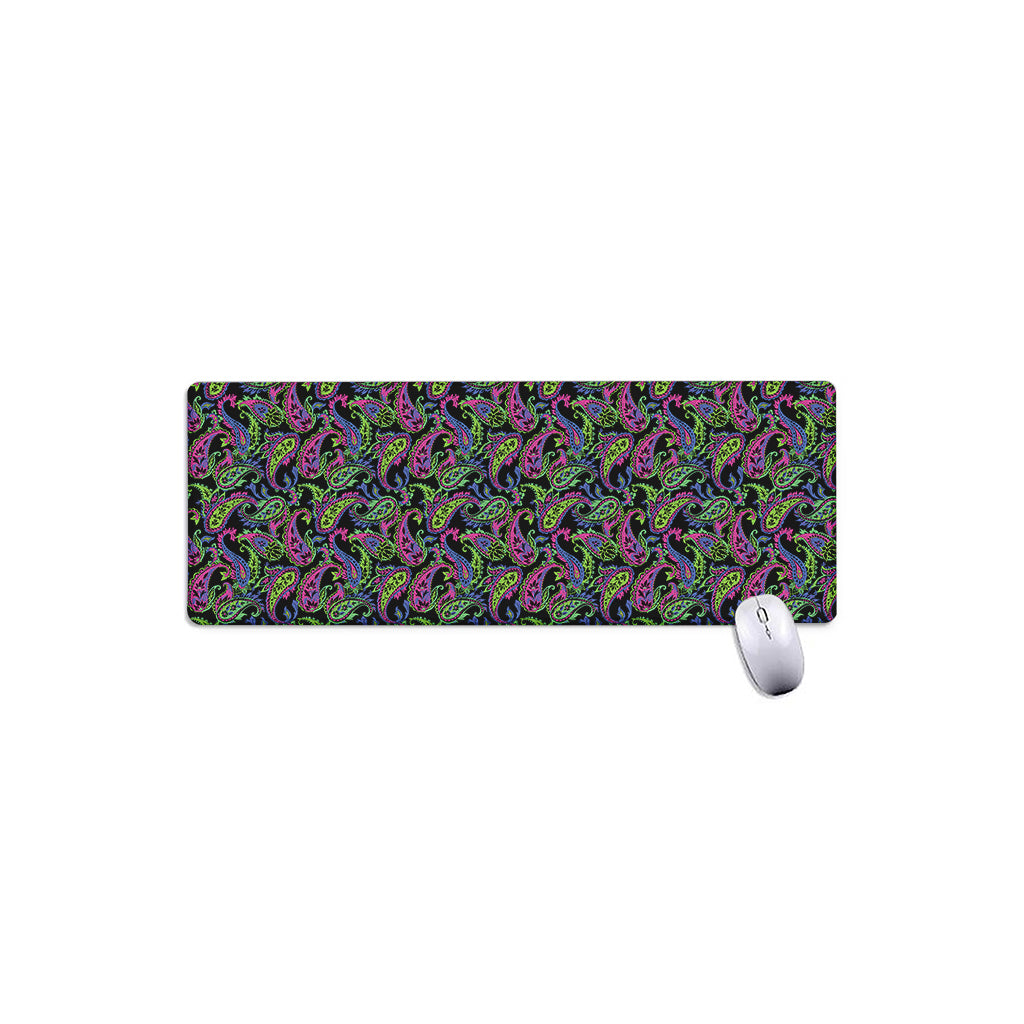 Pink Blue And Green Paisley Print Extended Mouse Pad