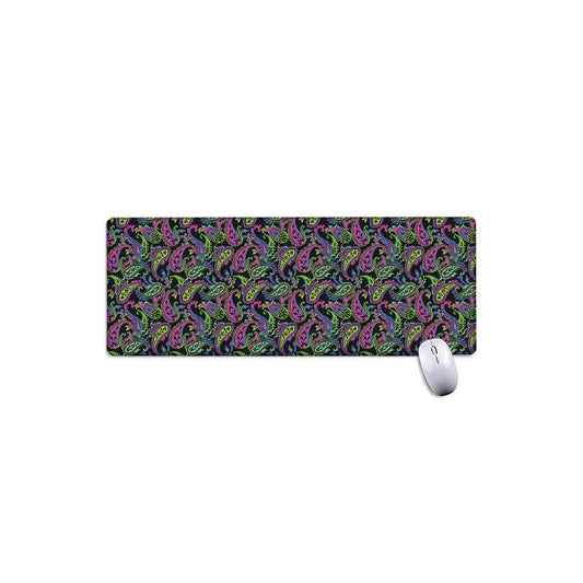 Pink Blue And Green Paisley Print Extended Mouse Pad