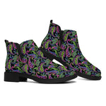 Pink Blue And Green Paisley Print Flat Ankle Boots