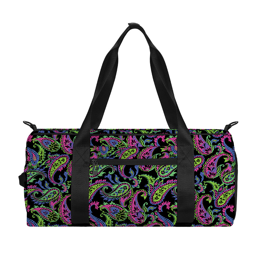 Pink Blue And Green Paisley Print Gym Bag