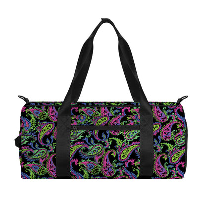 Pink Blue And Green Paisley Print Gym Bag