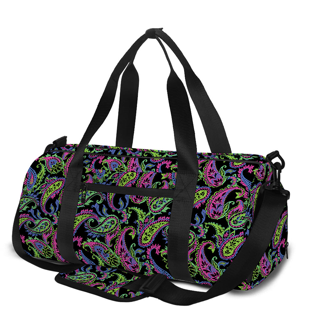 Pink Blue And Green Paisley Print Gym Bag