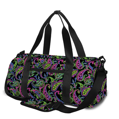 Pink Blue And Green Paisley Print Gym Bag