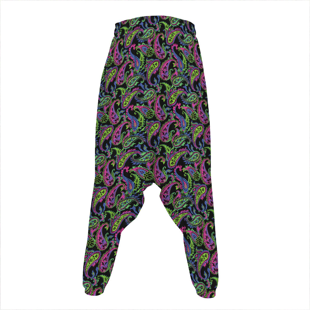 Pink Blue And Green Paisley Print Hammer Pants