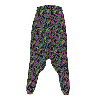 Pink Blue And Green Paisley Print Hammer Pants