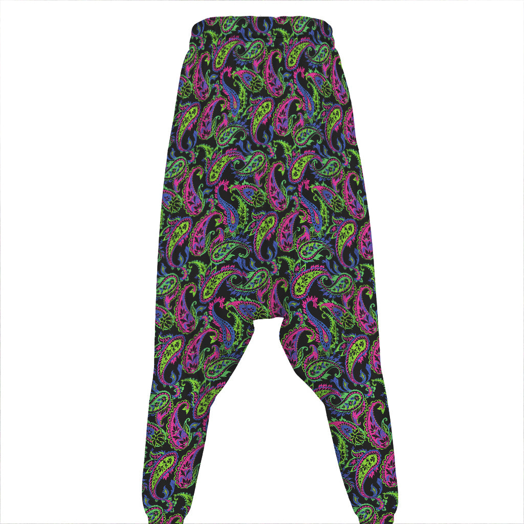 Pink Blue And Green Paisley Print Hammer Pants