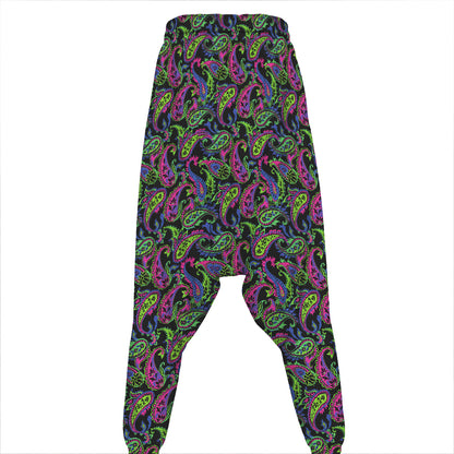 Pink Blue And Green Paisley Print Hammer Pants