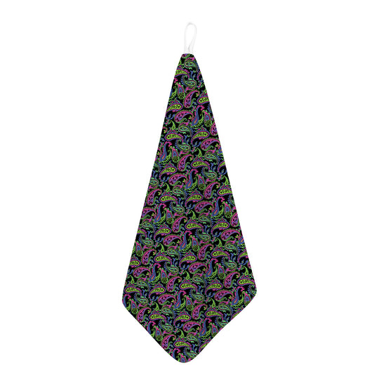 Pink Blue And Green Paisley Print Hand Towel