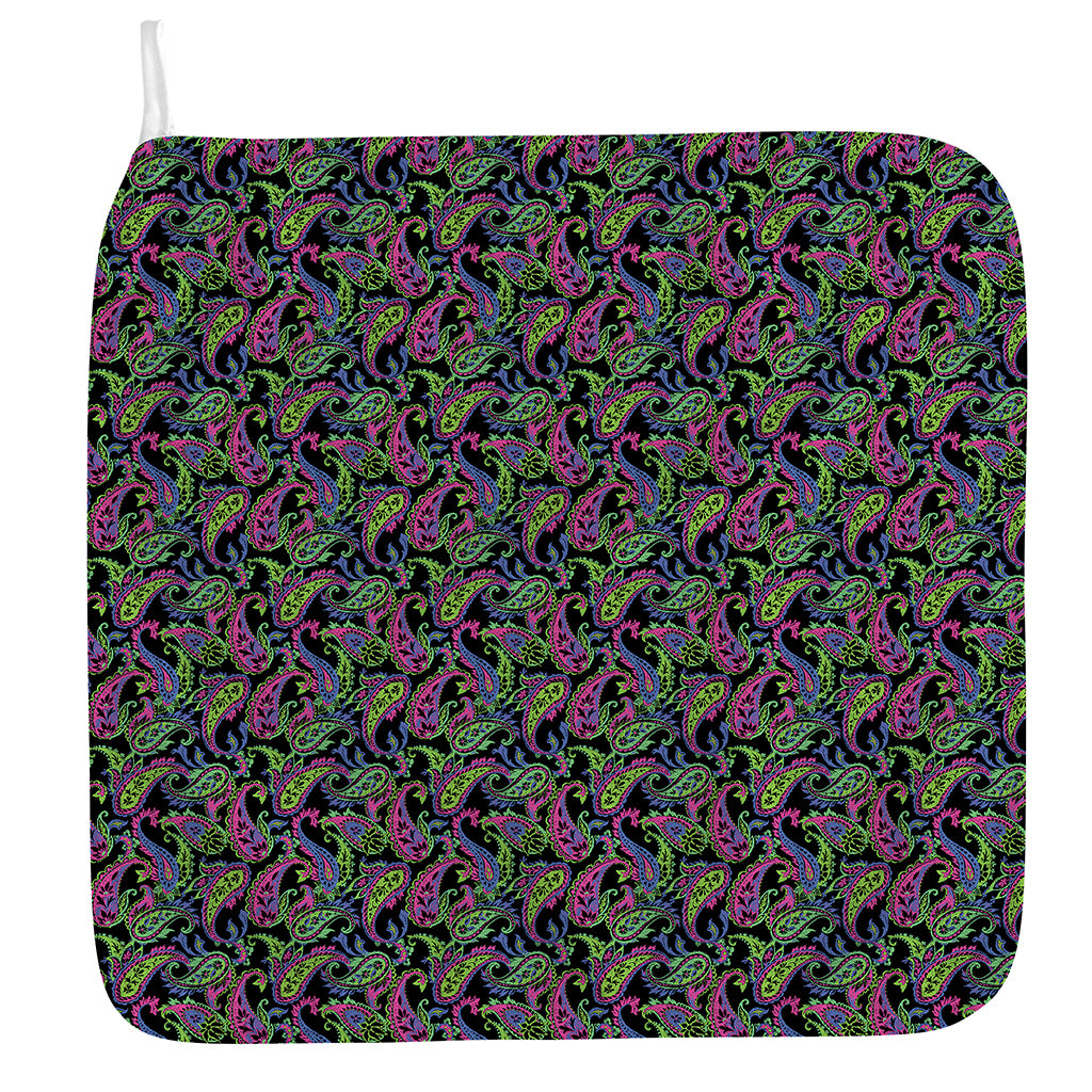 Pink Blue And Green Paisley Print Hand Towel