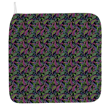 Pink Blue And Green Paisley Print Hand Towel