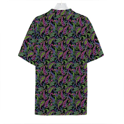 Pink Blue And Green Paisley Print Hawaiian Shirt