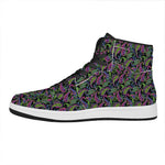 Pink Blue And Green Paisley Print High Top Leather Sneakers
