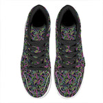 Pink Blue And Green Paisley Print High Top Leather Sneakers