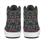 Pink Blue And Green Paisley Print High Top Leather Sneakers