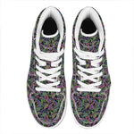 Pink Blue And Green Paisley Print High Top Leather Sneakers