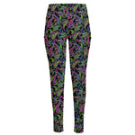 Pink Blue And Green Paisley Print High-Waisted Pocket Leggings