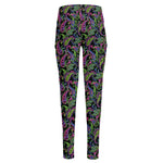 Pink Blue And Green Paisley Print High-Waisted Pocket Leggings