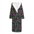 Pink Blue And Green Paisley Print Hooded Bathrobe