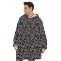 Pink Blue And Green Paisley Print Hoodie Blanket
