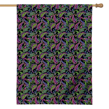 Pink Blue And Green Paisley Print House Flag