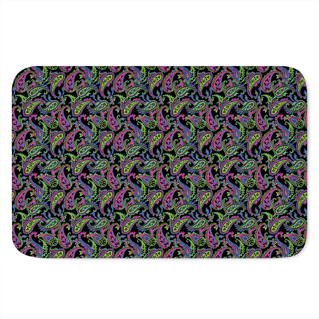 Pink Blue And Green Paisley Print Indoor Door Mat