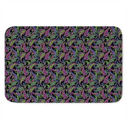 Pink Blue And Green Paisley Print Indoor Door Mat