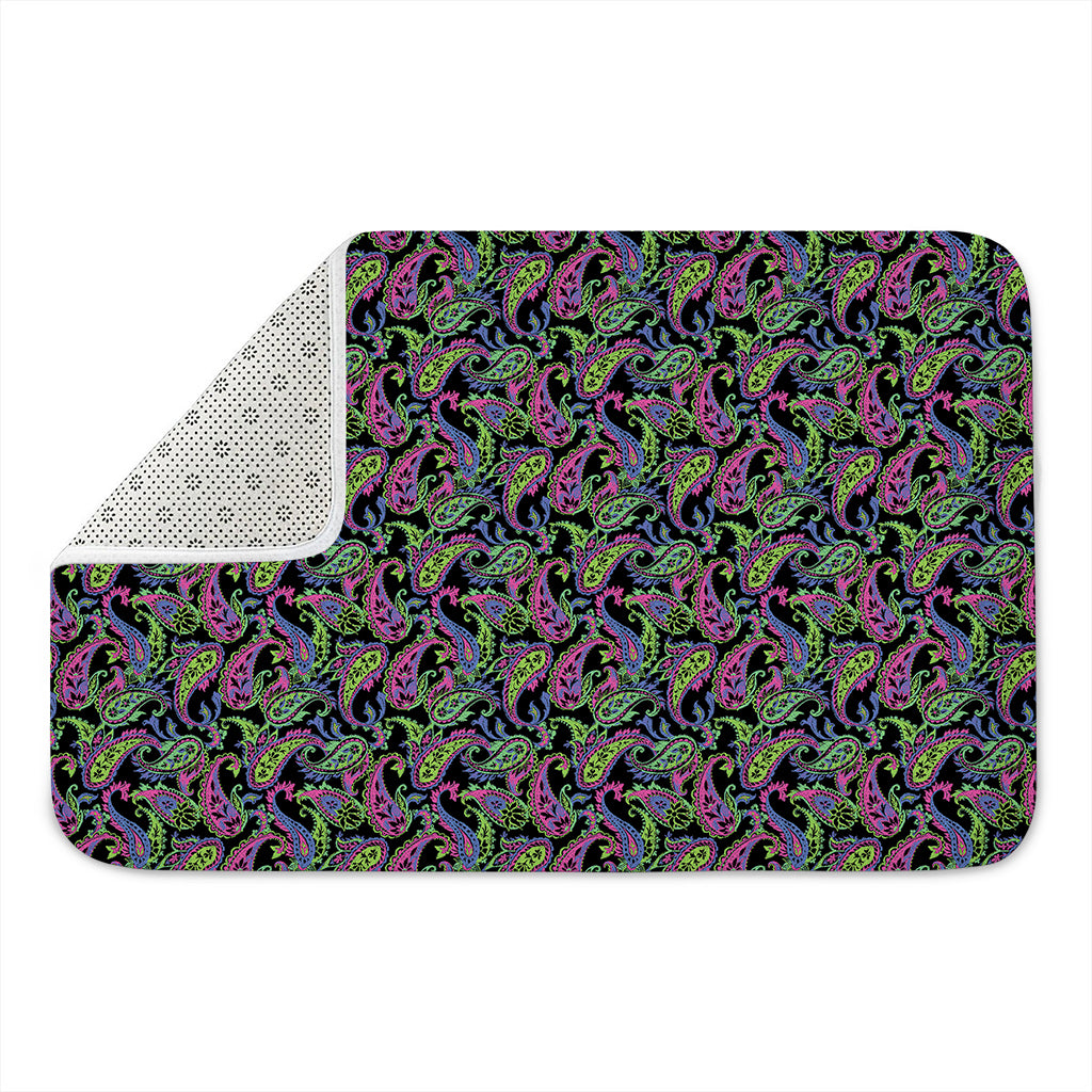 Pink Blue And Green Paisley Print Indoor Door Mat