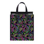Pink Blue And Green Paisley Print Insulated Lunch Tote