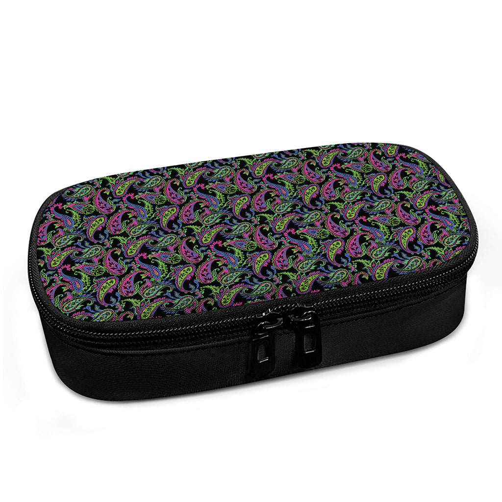 Pink Blue And Green Paisley Print Insulin Cooler Travel Case
