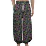 Pink Blue And Green Paisley Print Lantern Pants