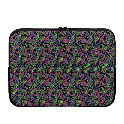 Pink Blue And Green Paisley Print Laptop Sleeve