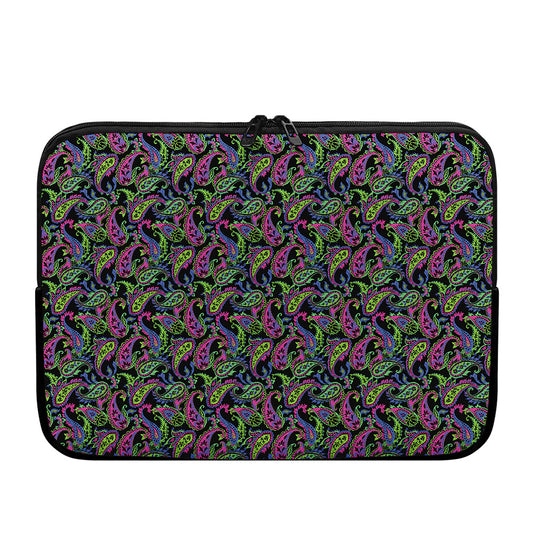 Pink Blue And Green Paisley Print Laptop Sleeve