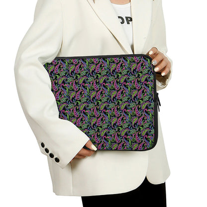 Pink Blue And Green Paisley Print Laptop Sleeve
