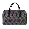 Pink Blue And Green Paisley Print Leather Duffel Bag