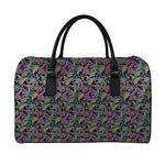 Pink Blue And Green Paisley Print Leather Duffle Bag